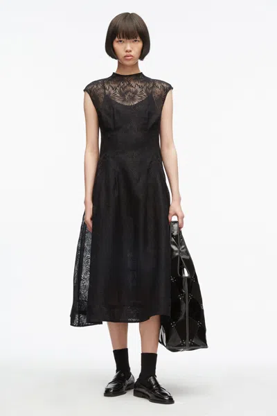 3.1 Phillip Lim Floral Organza Midi Dress In Black