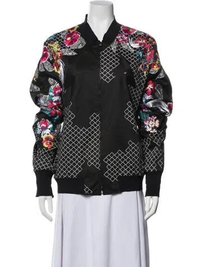Pre-owned 3.1 Phillip Lim Floral Print Bomber Jacket In Black