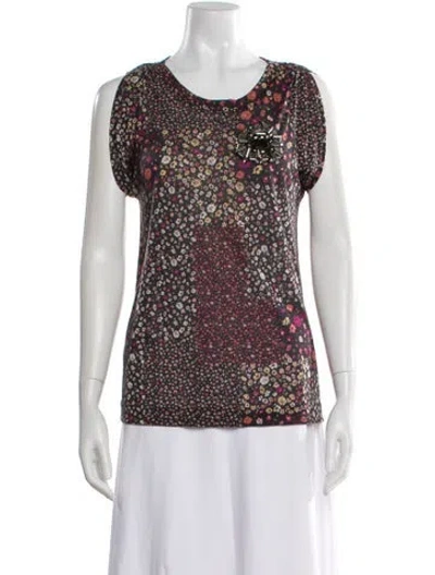 Pre-owned 3.1 Phillip Lim Floral Print Crew Neck Top In Black