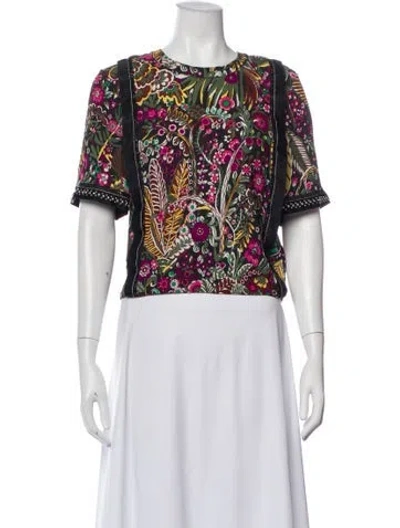 Pre-owned 3.1 Phillip Lim Floral Print Crew Neck Top In Multicolor