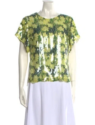 Pre-owned 3.1 Phillip Lim Floral Print Crew Neck T-shirt In Green