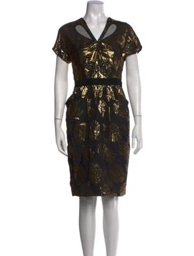 Pre-owned 3.1 Phillip Lim Floral Print Knee-length Dress In Black/gold