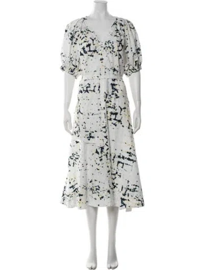 Pre-owned 3.1 Phillip Lim Floral Print Long Dress In White