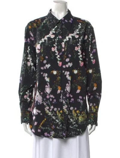 Pre-owned 3.1 Phillip Lim Floral Print Long Sleeve Blouse In Black