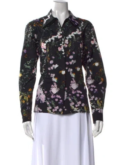 Pre-owned 3.1 Phillip Lim Floral Print Long Sleeve Blouse In Black