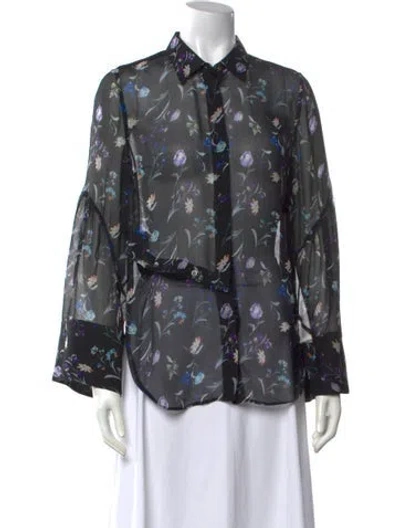 Pre-owned 3.1 Phillip Lim Floral Print Long Sleeve Blouse In Black