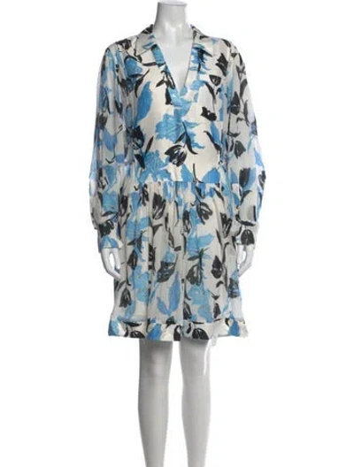 Pre-owned 3.1 Phillip Lim Floral Print Mini Dress In Blue