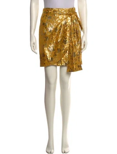 Pre-owned 3.1 Phillip Lim Floral Print Mini Skirt In Gold