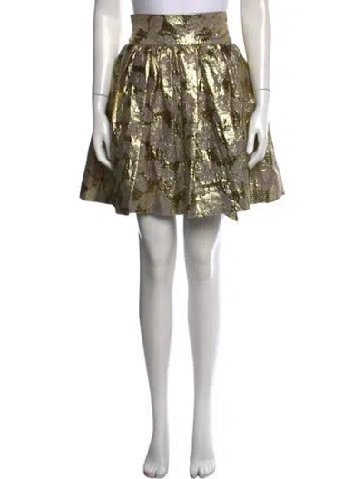 Pre-owned 3.1 Phillip Lim Floral Print Mini Skirt In Metallic/neutrals