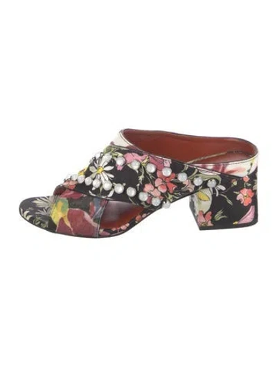 Pre-owned 3.1 Phillip Lim Floral Print Studded Accents Slides In Black