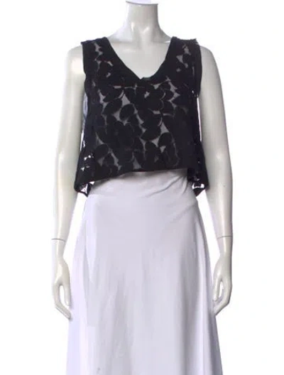 Pre-owned 3.1 Phillip Lim Floral Print V-neck Top In Green
