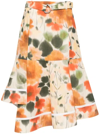3.1 Phillip Lim Floral-printed Midi Skirt In Ma704 Marigold Multi
