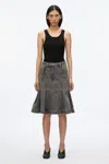 3.1 Phillip Lim Flounce Hem Belted Denim Skirt In Washed Grey