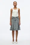 3.1 Phillip Lim Flounce Hem Belted Denim Skirt In Washed Indigo