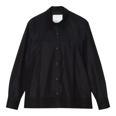 3.1 Phillip Lim Flounce Hem Long Sleeve Shirt In Black