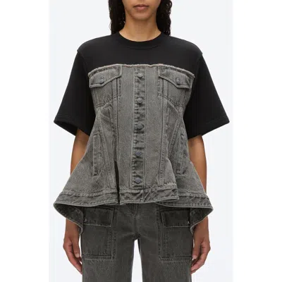 3.1 Phillip Lim Flounce Hybrid Denim Top