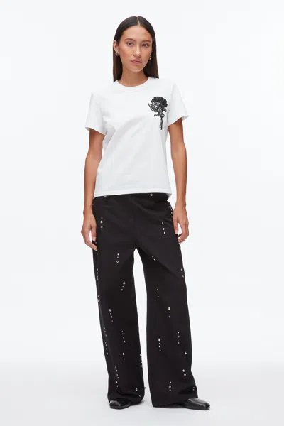3.1 Phillip Lim Flower Embroidery Merch Tee In White