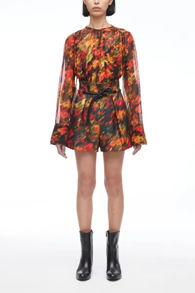 3.1 Phillip Lim Flowers In Motion Cotton Canvas Origami Short In Multi