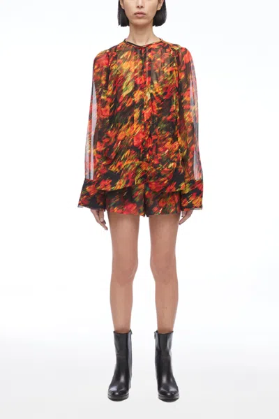 3.1 Phillip Lim Flowers In Motion Crinkle Chiffon Blouse In Multi