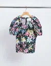 3.1 Phillip Lim Flowerworks Bloom Sleeve Scoop Neck Top In Multi