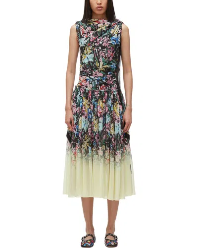 3.1 Phillip Lim Flowerworks Chiffon Degrade Liberty Draped Silk-blend Midi Dress In Multi