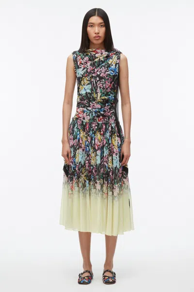 3.1 Phillip Lim Flowerworks Dégradé Draped Dress In Blk Multi