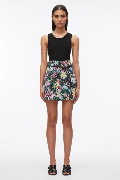 3.1 Phillip Lim Flowerworks Origami Short In Blk Multi