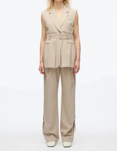 3.1 Phillip Lim Fluid Pinstripe Belted Blazer In Fawn In Neutral