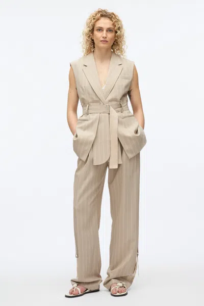 3.1 Phillip Lim Fluid Pinstripe Belted Blazer Vest In Fawn