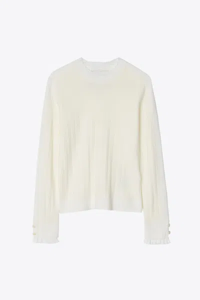 3.1 Phillip Lim Fluid Rib Sweater With Ruffle Cuff In Blue
