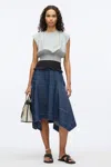 3.1 Phillip Lim French Terry Dress With Denim Combo In Ecru-ecru