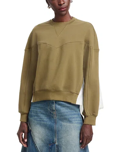 3.1 Phillip Lim French Terry Mixed Media Sweatshirt In Brown