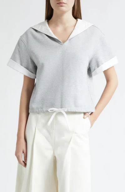 3.1 Phillip Lim Sailor-collar Drawstring-detail Top In Gray