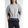 3.1 Phillip Lim French Terry Shirt In Medium Heather Grey-indigo