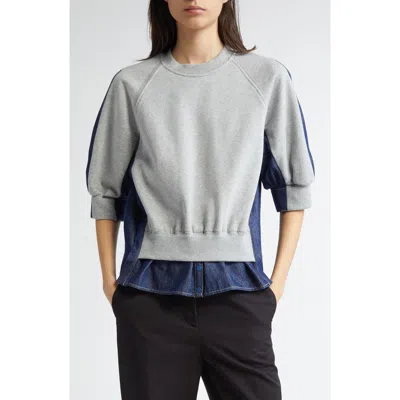 3.1 Phillip Lim French Terry Shirt In Medium Heather Grey-indigo