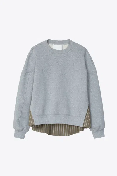 3.1 Phillip Lim French Terry Sweatshirt With Poplin Combo In Gray
