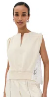 3.1 Phillip Lim French Terry Top With Broiderie Anglaise Combo In Ecru-white