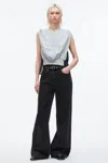 3.1 Phillip Lim French Terry Top With Broiderie Anglaise Combo In Md Heather Grey - Navy