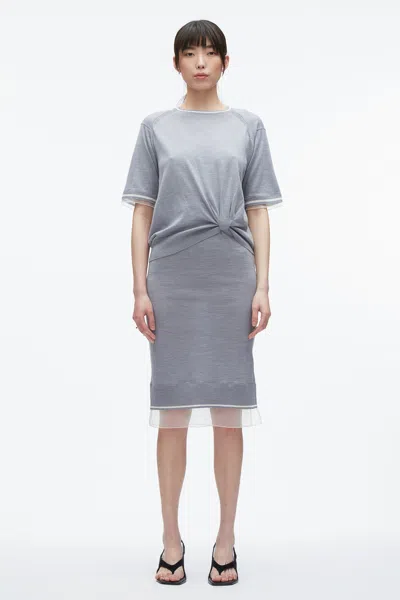 3.1 Phillip Lim French Tuck Knit Dress With Organza In Gray