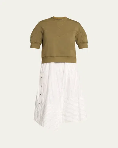 3.1 Phillip Lim French-terry Combo Dress In Brown