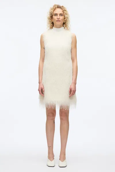 3.1 Phillip Lim Fringe Mock Neck Shift Dress In Ivory