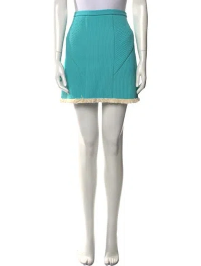 Pre-owned 3.1 Phillip Lim Fringe Trim Accent Mini Skirt In Blue