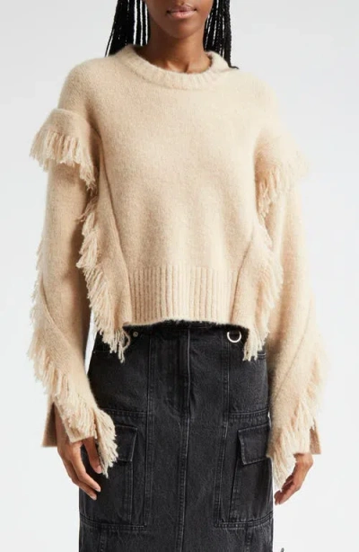 3.1 Phillip Lim Fringe Trim Alpaca Blend Sweater In Praline