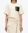 3.1 Phillip Lim Fringe Tweed Tee In Ivory/black In Neutral