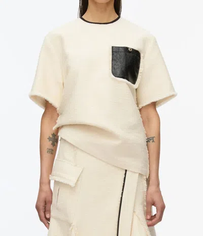 3.1 Phillip Lim Fringe Tweed Tee In Ivory/black In White