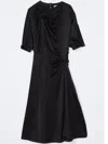3.1 Phillip Lim Gathered-neckline Midi Dress In Black