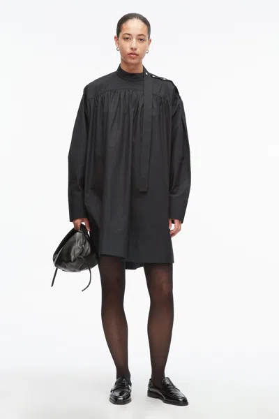 3.1 Phillip Lim Gathered Poplin Mini Dress In Black