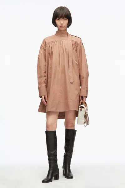 3.1 Phillip Lim Gathered Poplin Mini Dress In Sable