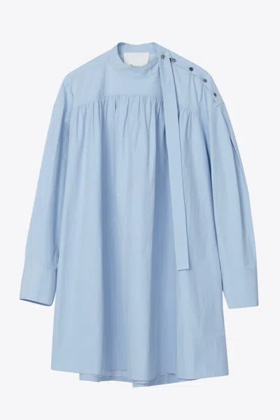 3.1 Phillip Lim Gathered Poplin Mini Dress In Sky