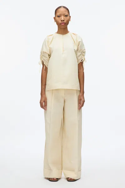 3.1 Phillip Lim Gathered Sleeve Band Collar Top In Neutral